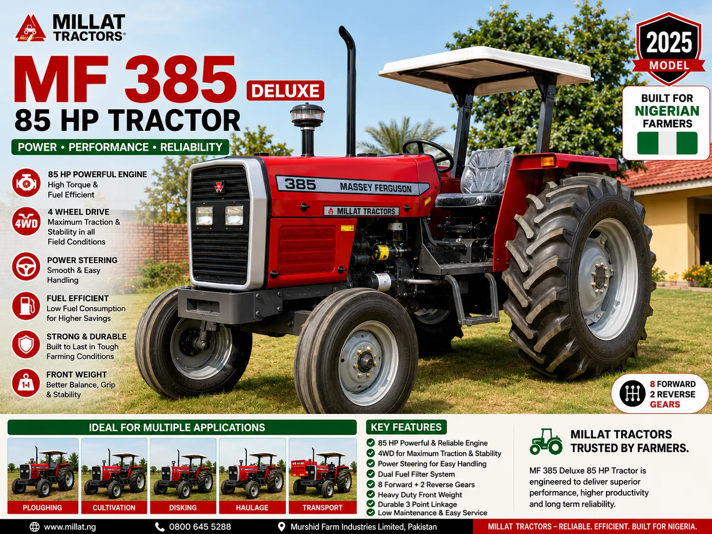 MF 385 Deluxe 85 HP Tractor for sale in Nigeria